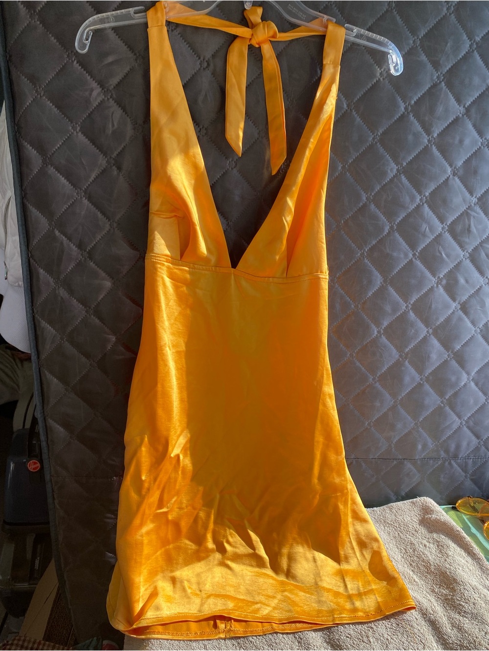 NWT Motel Rocks Coda Satin Halter Mini Dress - Tangerine / Orange Size S